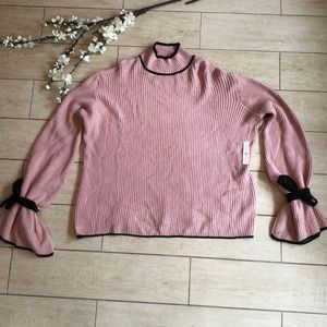 Thyme & honey bell tie sleeves high neck sweater